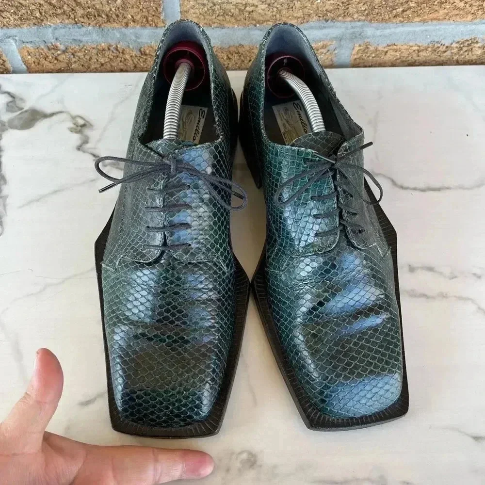 Emilio Franco crocodile square toe shoes size 8